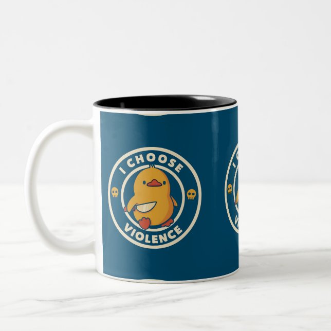 Tasse 2 Couleurs I Choose Violence Meme Duck Chick Chicken Gore (Gauche)