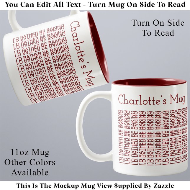Tasse 2 Couleurs I’d Rather Be Baking & Name 154MW Hidden Message  (Créateur téléchargé)