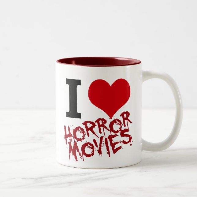 Tasse 2 Couleurs I films d'horreur de coeur (Droit)
