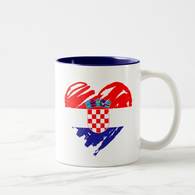 Tasse 2 Couleurs I Love Croatia - Coeur Drapeau Croate (Droit)