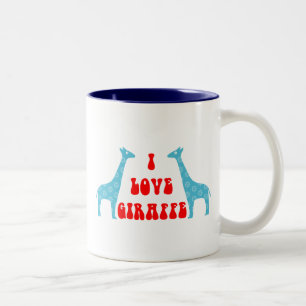 Tasse 2 Couleurs I Love Giraffe (Bleu)