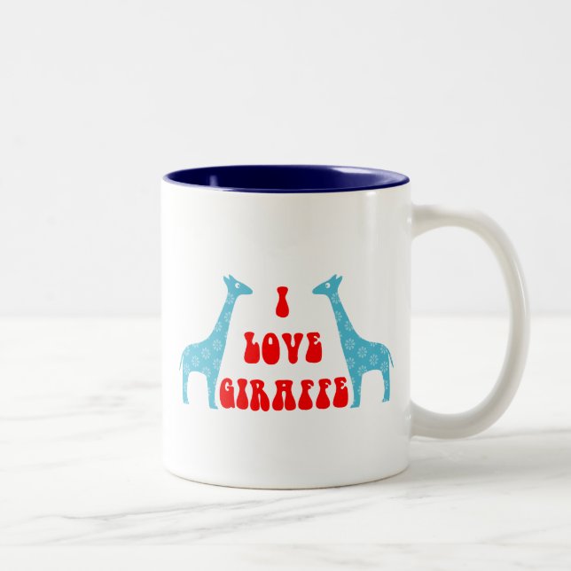 Tasse 2 Couleurs I Love Giraffe (Bleu) (Droit)