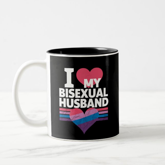 Tasse 2 Couleurs I Love My Bisexual Mari Bi Pride Bisexual Flag (Gauche)