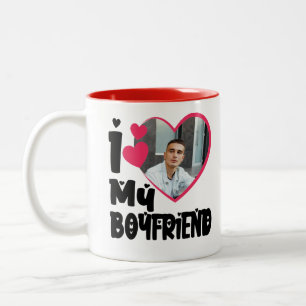 Tasse 2 Couleurs I Love My Boyfriend Photo personnalisée