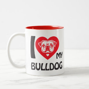 Tasse 2 Couleurs I Love My Bulldog - Drôle et mignon cadeau Amoureu