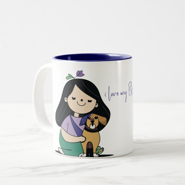 Tasse 2 Couleurs I Love My Dog - Femme Edition 1 (Devant gauche)
