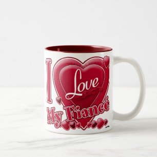 Tasse 2 Couleurs I Love My Fiance red - coeur