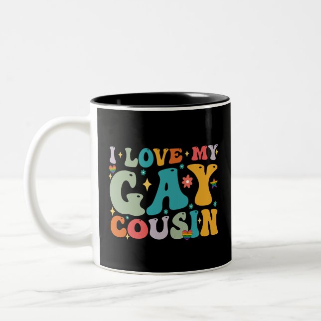 Tasse 2 Couleurs I Love My Gay Cousin Super Rainbow LGBT Pride (Gauche)