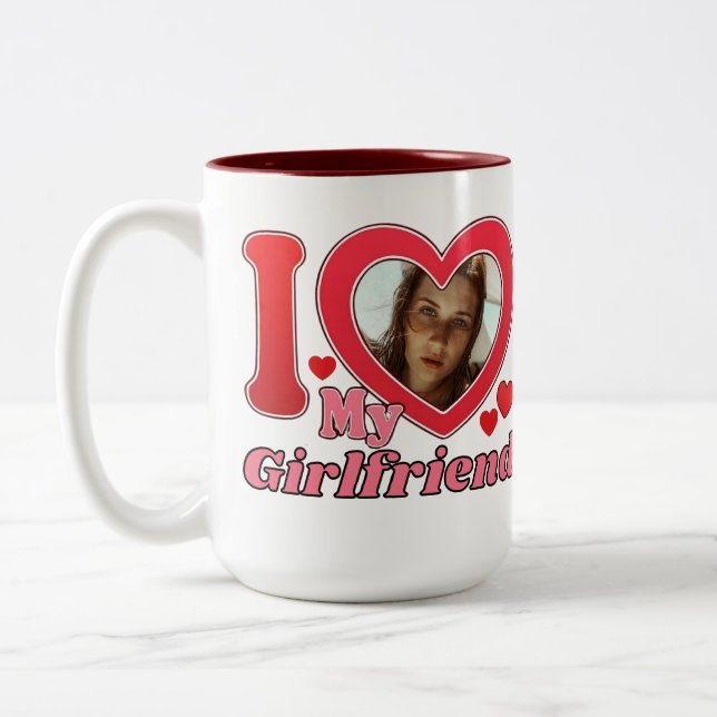 Tasse 2 Couleurs I Love My Girlfriend Petit ami Femme Mari Photo (Gauche)