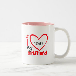 Tasse 2 Couleurs I Love My Girlfriend Photo Gift Classic Mug, 11 oz