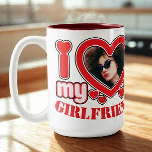 Tasse 2 Couleurs I Love My Girlfriend Photo Texte personnalisé