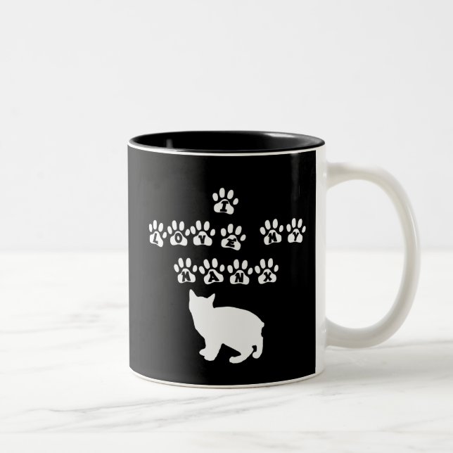 Tasse 2 Couleurs I Love My Manx— White Text (Droit)
