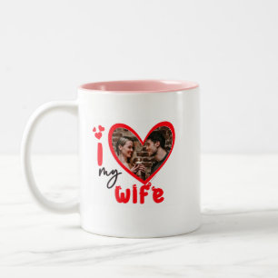 Tasse 2 Couleurs I Love My Wife Photo Cadeau Classique Mug, 11 oz C