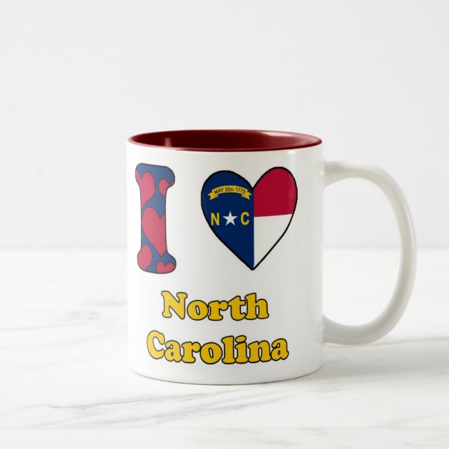 Tasse 2 Couleurs I Love North Carolina (Droit)