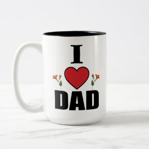 Tasse 2 Couleurs I Love Papa Thème Coeur et Flore Cadeau Père Day