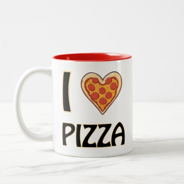 Tasse 2 Couleurs I love Pizza - Drôle Nourriture Cadeau (Gauche)