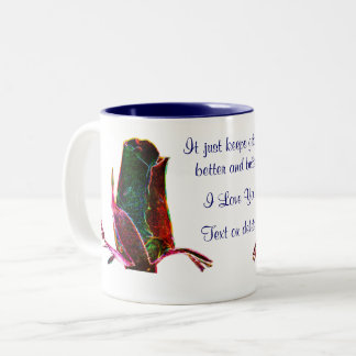 Tasse 2 Couleurs I Love You Rosebud Flower Personnalisé