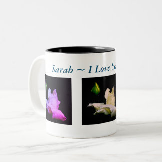 Tasse 2 Couleurs I Love You White Rosebud Personnalisé