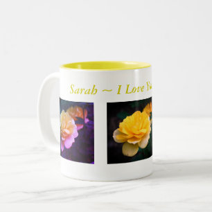 Tasse 2 Couleurs I Love You Yellow Rose Personnalisé