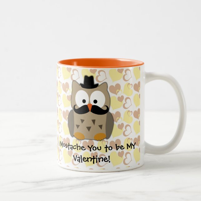 Tasse 2 Couleurs I moustache vous à être mon Valentine (Droit)