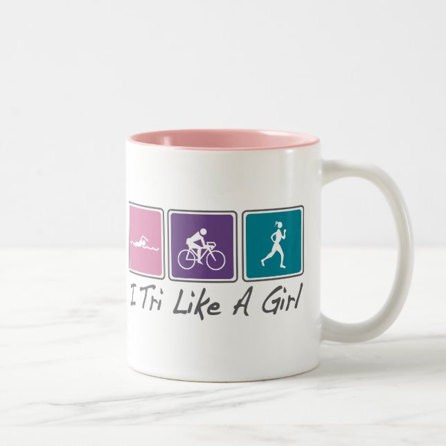 Tasse 2 Couleurs i tri comme une fille (Triathlete) (Droit)