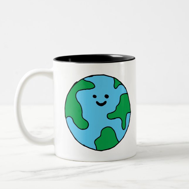 Tasse 2 Couleurs Icône écologique mondiale Joyeux Clipart de la Ter (Gauche)