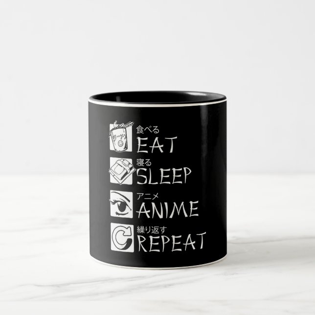 Tasse 2 Couleurs Idée cadeau Eat Sleep Anime Repeat Cosplayer (Centre)