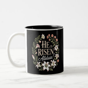 Tasse 2 Couleurs Il Est Ressuscité Alleluia Floral Pâques Chrétien