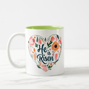 Tasse 2 Couleurs Il est ressuscité Boho Christian Heart Motif Inspi