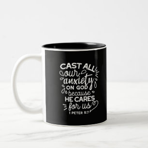 Tasse 2 Couleurs Il se soucie de vous – Citation chrétienne encoura