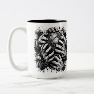 Tasse 2 Couleurs Illustration à l'encre d'art sombre des Orcades –