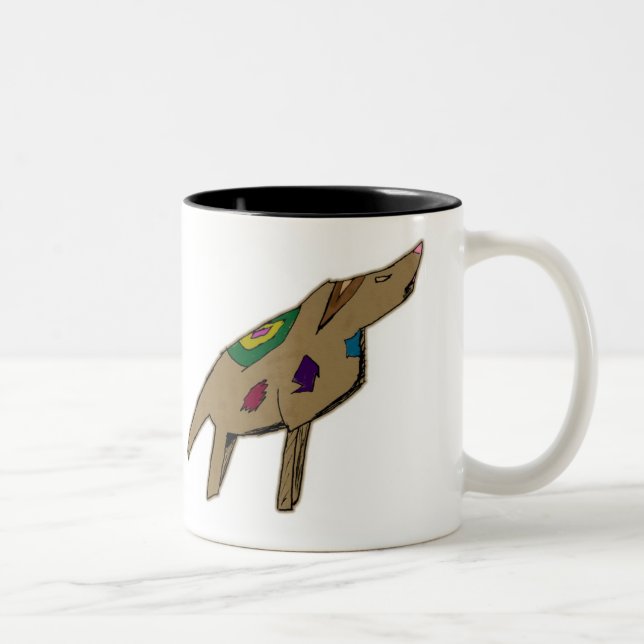 Tasse 2 Couleurs Illustration Abstraite de chien (Droit)