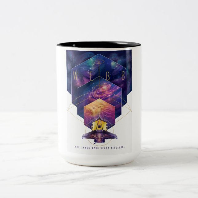 Tasse 2 Couleurs Illustration artistique du télescope spatial James (Centre)
