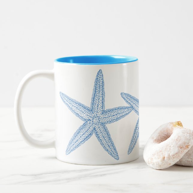 TASSE 2 COULEURS ILLUSTRATION BLEUE STARFISH (Avec donut)