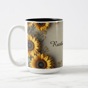 Tasse 2 Couleurs Illustration botanique vintage du tournasol