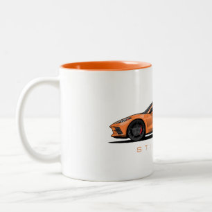 Tasse 2 Couleurs Illustration Chevy Corvette C8 noire