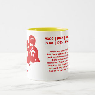 Tasse 2 Couleurs Illustration chinoise de rat d'astrologie