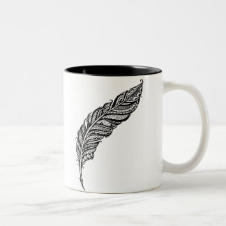 Tasse 2 Couleurs Illustration complexe énervée et chic de plume de