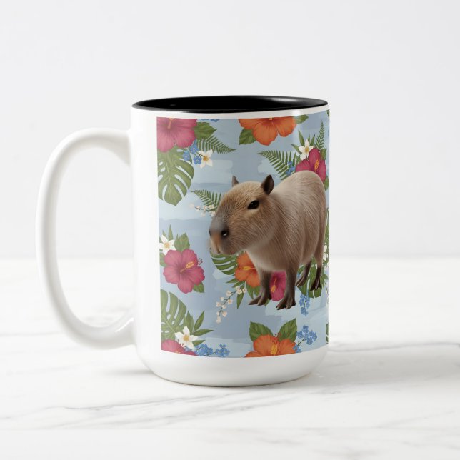 Tasse 2 Couleurs Illustration d'animal de capybara aquarelle mignon (Gauche)