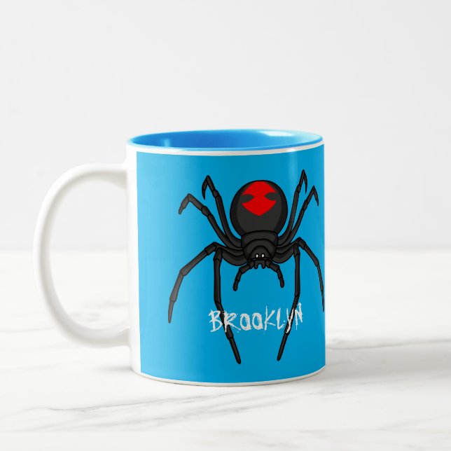 Tasse 2 Couleurs Illustration d'araignée noire effrayante (Gauche)