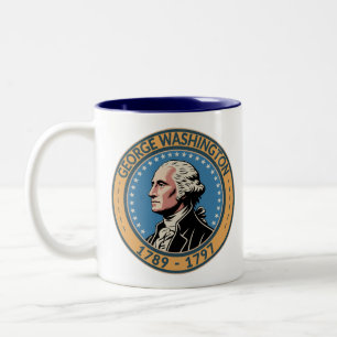 Tasse 2 Couleurs Illustration de badge de George Washington, présid
