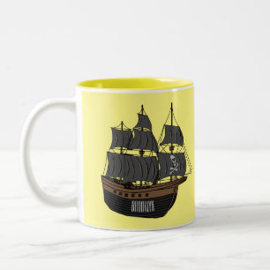 Tasse 2 Couleurs Illustration de bateau pirate
