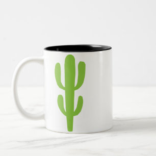 Tasse 2 Couleurs Illustration de cactus vert minimal