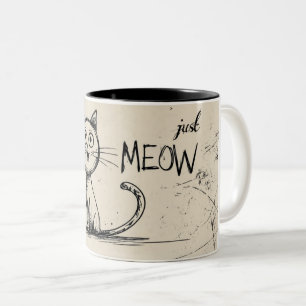 Tasse 2 Couleurs Illustration de chat minimaliste drôle avec "Juste