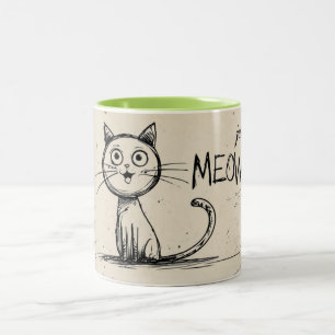 Tasse 2 Couleurs Illustration de chat minimaliste drôle avec "Juste