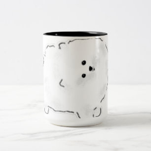 Tasse 2 Couleurs Illustration de chien Bichon Poméranien blanc mign