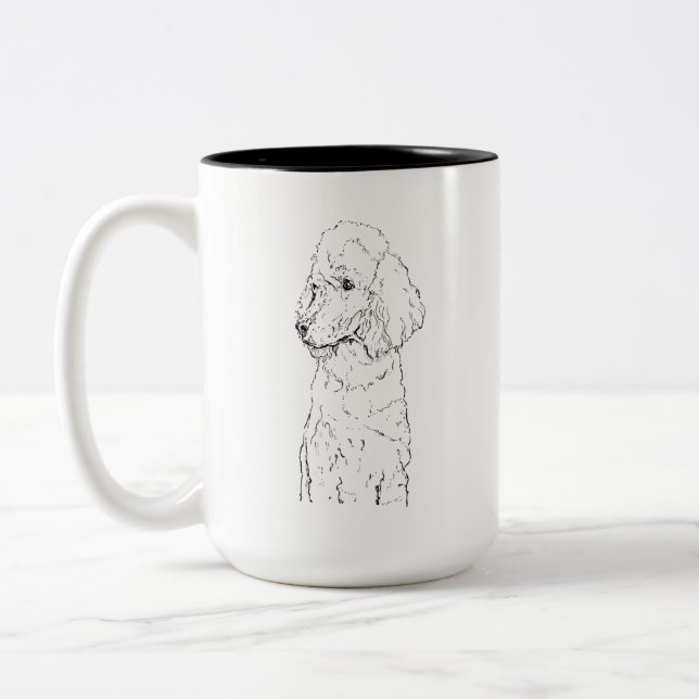 Tasse 2 Couleurs Illustration de Chien Caniche Standard - Art à l'E (Gauche)