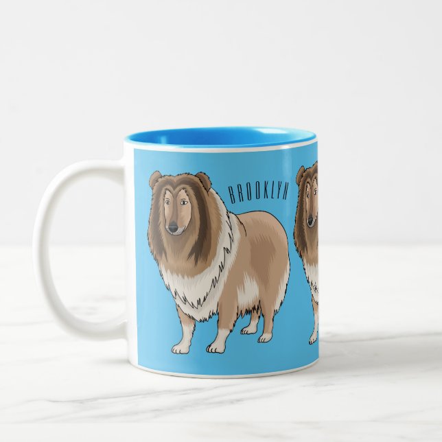Tasse 2 Couleurs Illustration de chien Rough collie (Gauche)