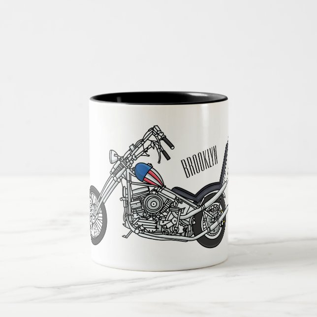 Tasse 2 Couleurs Illustration de Chopper Motorcycle 1950 (Centre)