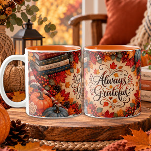 Tasse 2 Couleurs Illustration de citrouilles reconnaissantes d'auto